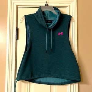 Under Armour Teal Sleeveless Hoodie with Pink Logo